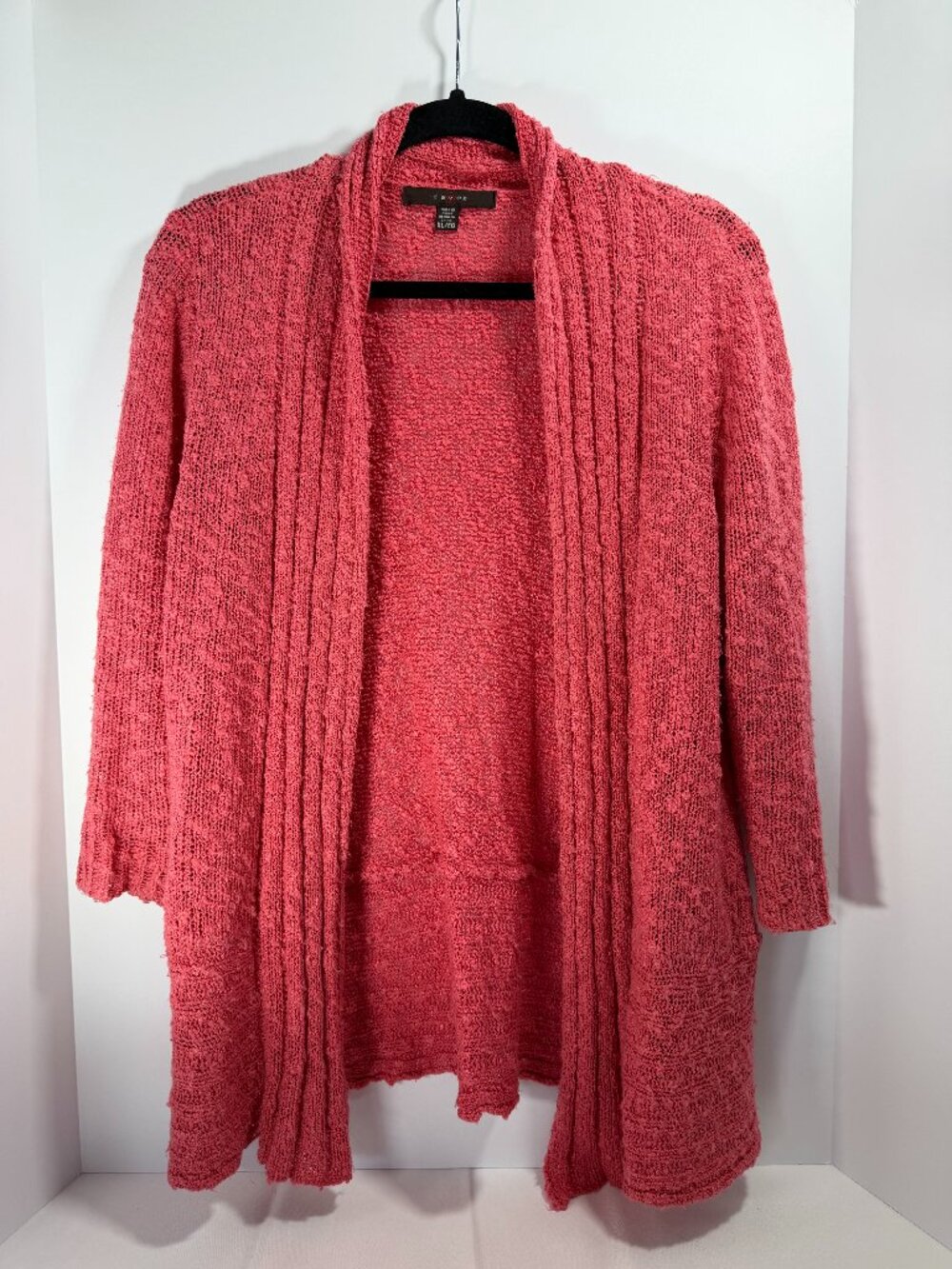 Fever Coral Pink Open-Knit Cardigan